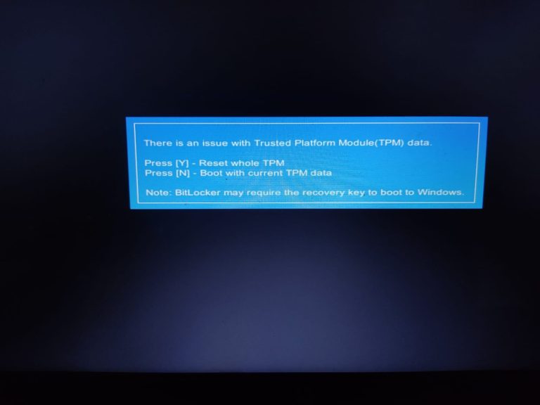 HP Fix “There is an issue with Trusted Platform Module (TPM) data”